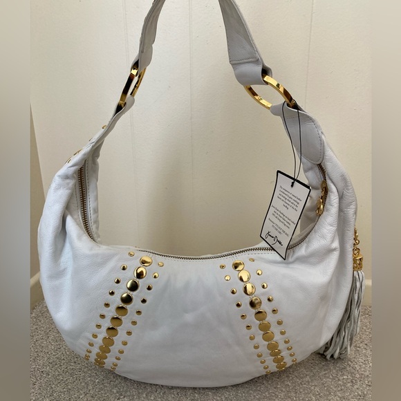 Junior Drake Handbags - NWT ✨ Y2K Junior Drake White Leather Gold Studded Hobo Handbag Purse Bag